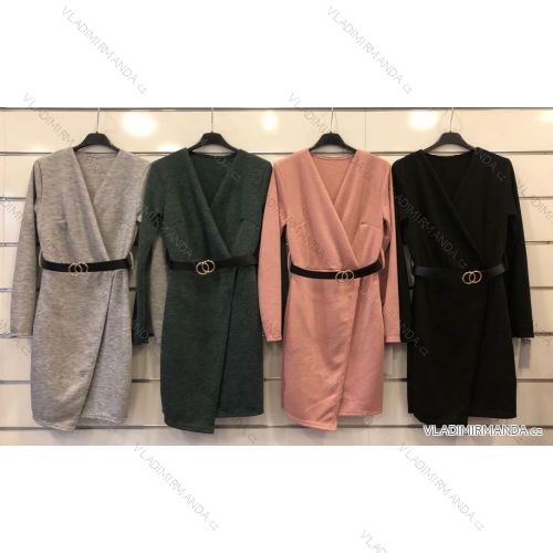 Šaty dlouhé elegantní s páskem dlouhý rukáv (UNI S/L) ITALSKÁ MÓDA IMWA20010