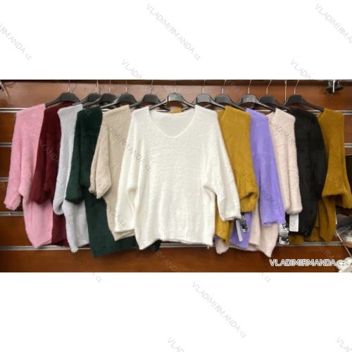 Svetr pletený teplý s chlupem dlouhý rukáv dámský (UNI S/L) ITALSKÁ MÓDA IMA20007