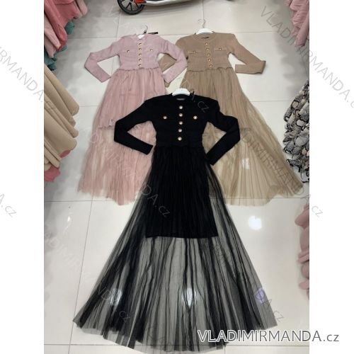 Šaty elegantní dlouhý rukáv dámské (UNI S/L) ITALSKÁ MÓDA IMWA20290