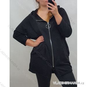 Mikina dlouhý rukáv na zip s kapucí dámská (L/2XL ONE SIZE) ITALSKÁ MÓDA IMD21588