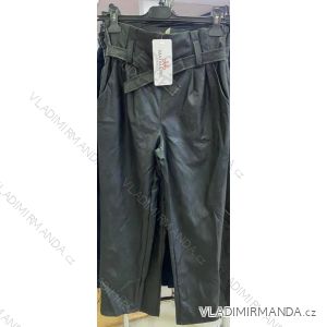 Kalhoty koženkové dlouhé s páskem dámské (UNI S/M) ITALSKÁ MÓDA IMM201588