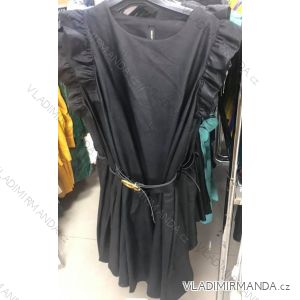 Šaty koženkové s páskem dlouhý rukáv dámské (UNI S/M) ITALSKÁ MÓDA IMM201668