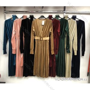 Šaty elegantní dlouhé sametové dlouhý rukáv dámské (UNI S/L) ITALSKÁ MÓDA IMWA20625