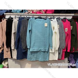 Souprava pletená teplá svetr dlouhý rukáv a sukně dámská (UNI S/L) ITALSKÁ MÓDA IMWA20186