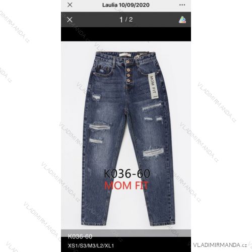 Rifle jeans vysoký pas dlhé damské (XS-XL) LAULIA JWA20009