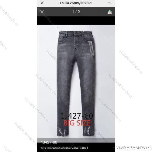 Rifle jeans vysoký pas dlouhé dámské nadrozměr (40-48) LAULIA JWA20096