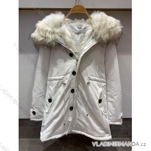 Kabát zimní parka s kožíškem dámská lesklé (s-m-l) K-ZELL MODA KZE198103white
