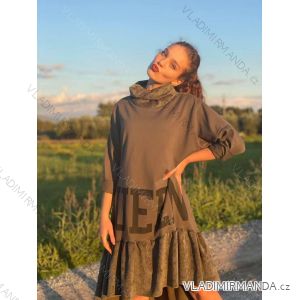 Šaty dlouhý rukáv dámské oversize (S/M ONE SIZE) ITALSKÁ MÓDA IMM201725
