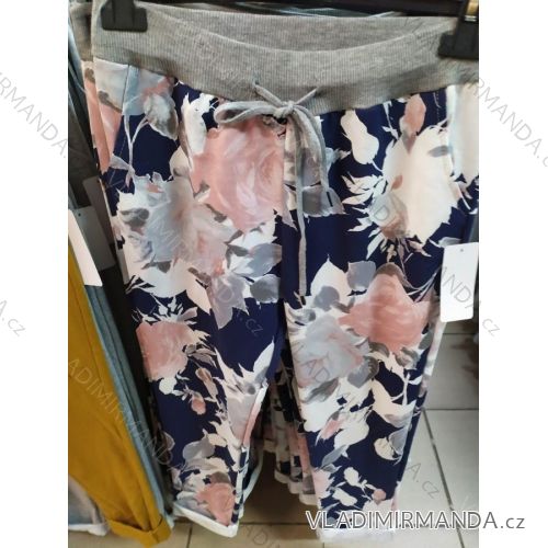 Tepláky slabé dlouhé dámské květované (uni s-l) ITALSKá MODA IM720227