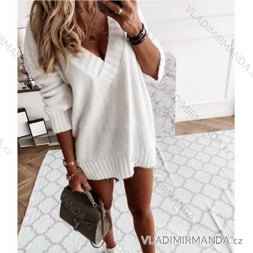 Svetr pletený teplý dlouhý rukáv dámský (S/M/L ONE SIZE) ITALSKÁ MÓDA IMWL21181