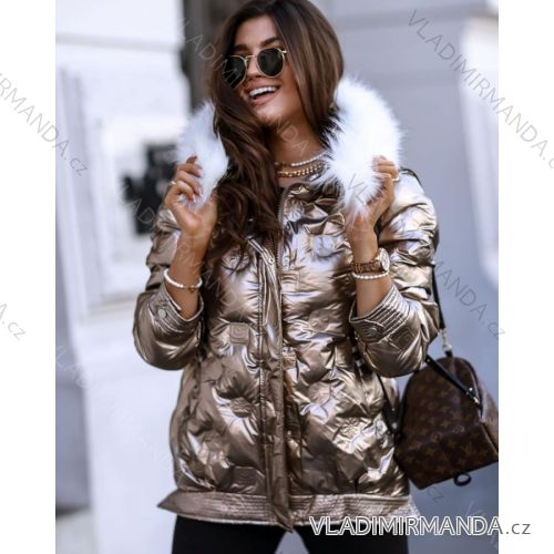 Bunda zimní teplá s kožíškem dámská (M-2XL) ITALSKÁ MÓDA IMK201026