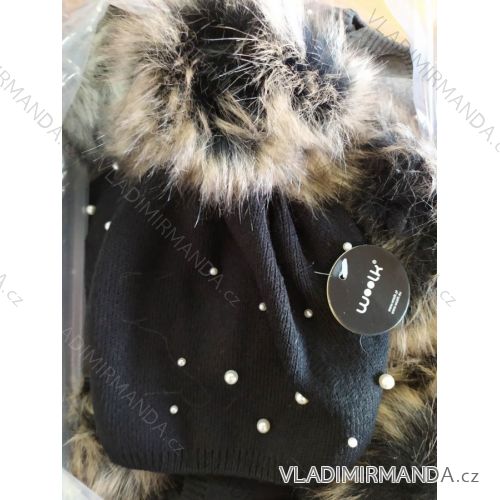 Women's cap with stones (uni) WOOLK POLAND PV417027
