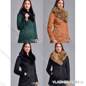 Kabát podzimní broušená koženka s kožíškem dámský nadrozměrný (3XL-6XL) MA52012045