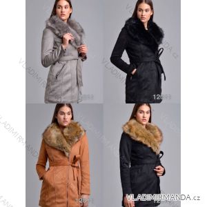 Kabát podzimní broušená koženka s kožíškem dámský nadrozměrný (3XL-6XL) MA52012011