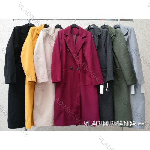 Kabát flaušový dlouhý rukáv na knoflíčky dámský (S-XL) ITALSKÁ MÓDA IMY20580
