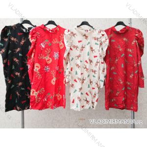 Šaty elegantní dlouhý rukáv vánoční dámské (S/M/L ONE SIZE) ITALSKÁ MÓDA IMY20584