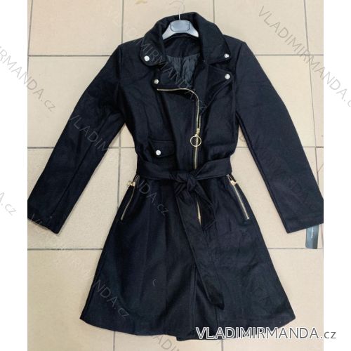 Kabát brúsená koženka na zips zaväzovacie dámsky (S-XL) TALIANSKÁ MÓDA IMWD20664