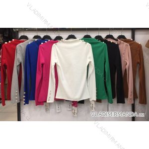 Tričko elegantní dlouhý rukáv dámské (S/M/L ONE SIZE) ITALSKÁ MÓDA IMWD20718