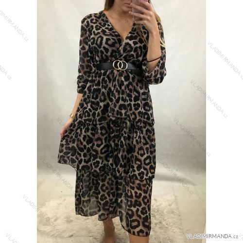 Šaty elegantní semišové dlouhý rukáv dámské (UNI S/L) ITALSKÁ MÓDA IMWA20873