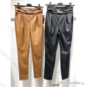 Kalhoty elegantní koženkové dámské (S-XL) ITALSKÁ MÓDA IMWD20879