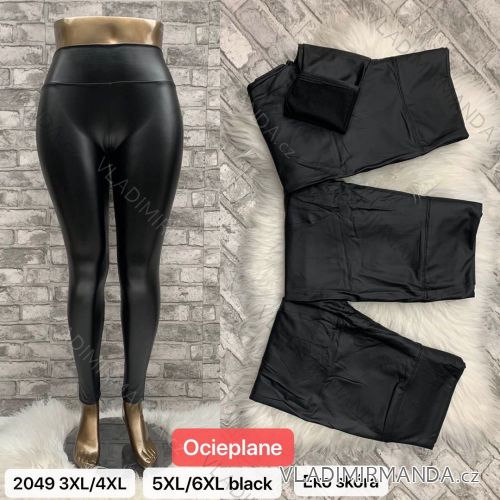 Legíny dlouhé koženkové zateplené dámské nadrozměrné (3XL-6XL) TURECKÁ MÓDA TMWL202049