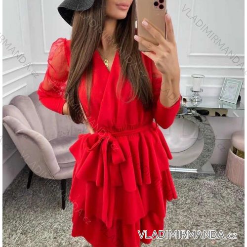 Šaty elegantní dlouhý rukáv dámské (S/M/L ONE SIZE) ITALSKÁ MÓDA IMY20687