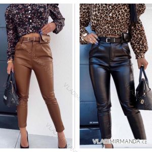 Kalhoty elegantní dlouhé koženkové dámské (S-XL) ITALSKÁ MÓDA IMWD21553