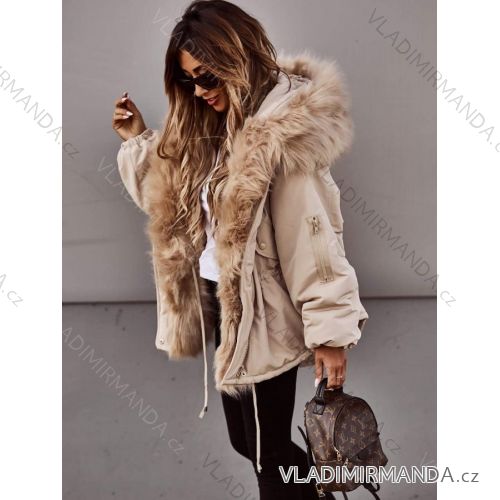 Bunda / parka zimná s kapucňou a kožušinkou dámska (S-XL) TALIANSKÁ MÓDA IMWD201122