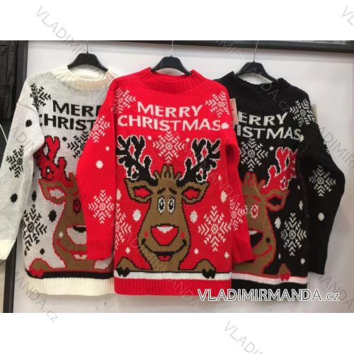 Sveter pletený teplý vianočné dlhý rukáv dámsky (S / M ONE SIZE) TALIANSKÁ MÓDA IMWD201162