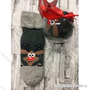 Ponožky Vánoční veselé dárkové balení v kouli teplé termo dámské sob (36-40) POLSKÁ MODA DPP20071D