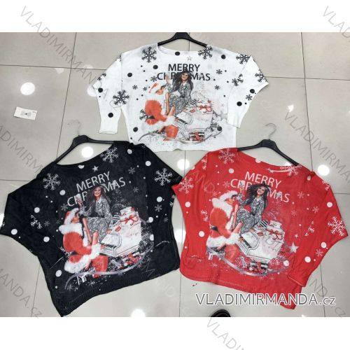 Svetr tenký vánoční dlouhý rukáv dámský (S/M ONE SIZE) ITALSKÁ MÓDA IMWD201235