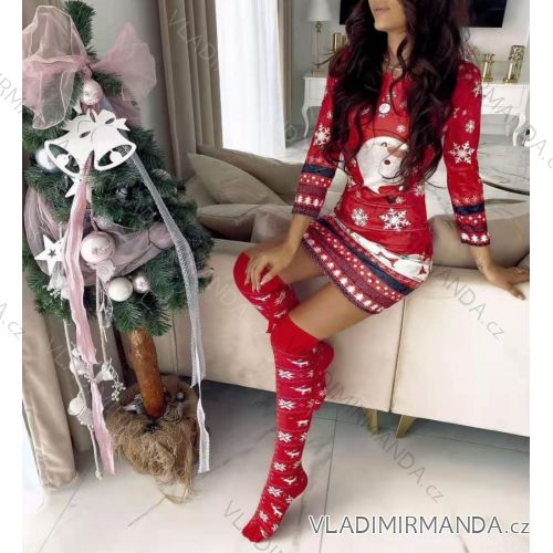 Šaty elegantní vánoční dlouhý rukáv dámské (S/M/L ONE SIZE) ITALSKÁ MÓDA IMY20712