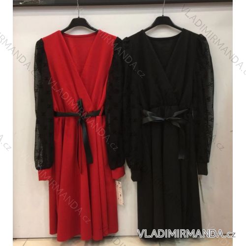 Šaty elegantní dlouhý rukáv dámské (S/M/L ONE SIZE) ITALSKÁ MÓDA IMWD201298