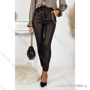 Kalhoty elegantní dlouhé koženkové dámské (S-XL) ITALSKÁ MÓDA IMWD201313