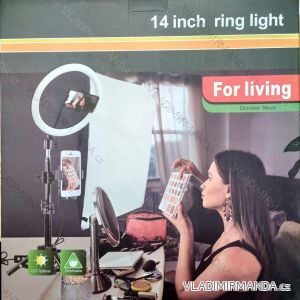 LED prstencová selfie světlo 36cm, lampa se stojanem ELM20013