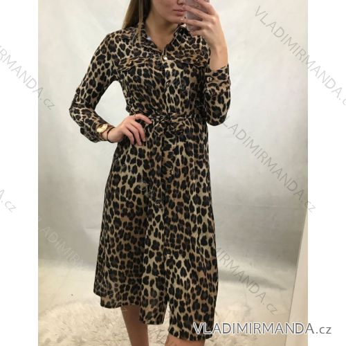 Šaty elegantní semišové dlouhý rukáv dámské (UNI S/L) ITALSKÁ MÓDA IMWA20873 Muster-1