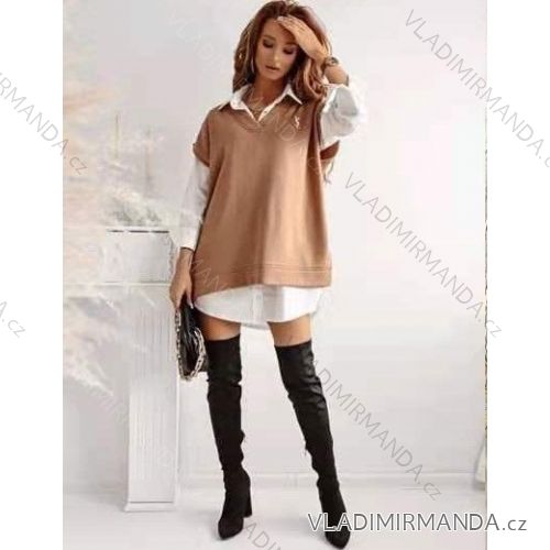 Long Sleeve Shirt Dress 3/4 Sleeve Ladies (uni m-xl) ITALIAN FASHION IM420047