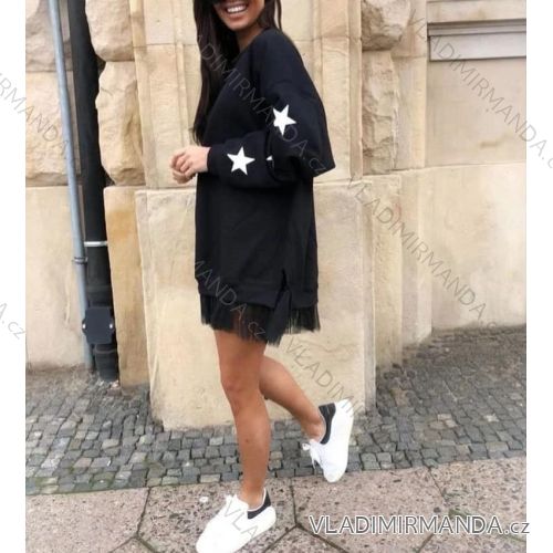 Šaty mikinové dlouhý rukáv dámské (S/M ONE SIZE) ITALSKÁ MÓDA IMM20992