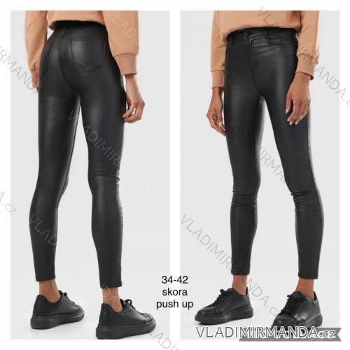 Kalhoty dlouhé koženkové dámské (34-42) JEANS JWA21009
