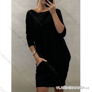Šaty 3/4 rukáv dámské (uni L / 2XL) ITALSKÁ MÓDA IMT20364 / DR