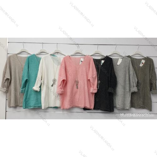 Sveter tenký dlhý rukáv dámsky oversize (S / M / L ONE SIZE) TALIANSKÁ MÓDA IMWD21223