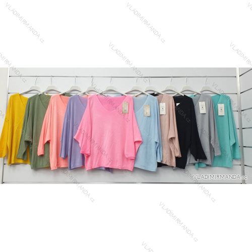 Svetr tenký dlouhý rukáv dámský oversize (S/M/L ONE SIZE) ITALSKÁ MÓDA IMWD21224