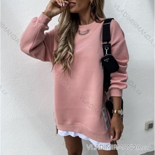Mikina prodloužená dlouhý rukáv dámská (S/M/L ONE SIZE) ITALSKÁ MÓDA IMWD211261