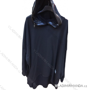 Šaty mikina prodloužená dlouhý rukáv s kapucí dámské (L/2XL oversize ONE SIZE) ITALSKÁ MODA IM4201599/DR