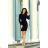 209-4 Dress with a wide tied belt - navy blue color