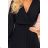 313-7 ISABELLE Pleated dress with neckline and long sleeve - black