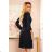 313-7 ISABELLE Pleated dress with neckline and long sleeve - black