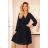 313-7 ISABELLE Pleated dress with neckline and long sleeve - black