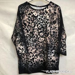 Tunika tričko dlouhý rukáv leopardí vzor dámská nadrozměrná (xl/3xl) TURECKÁ MÓDA TME20129