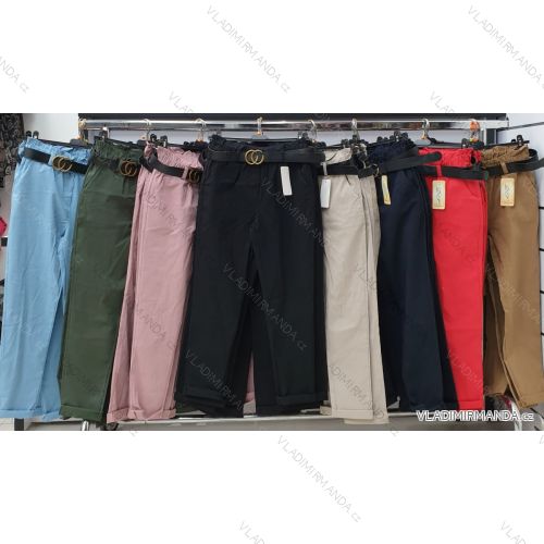 Kalhoty dlouhé s páskem dámské (S-2XL) ITALSKÁ MÓDA IMWD21529